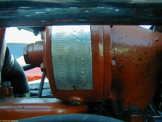 detail view of name plate of McCulloch super charger
